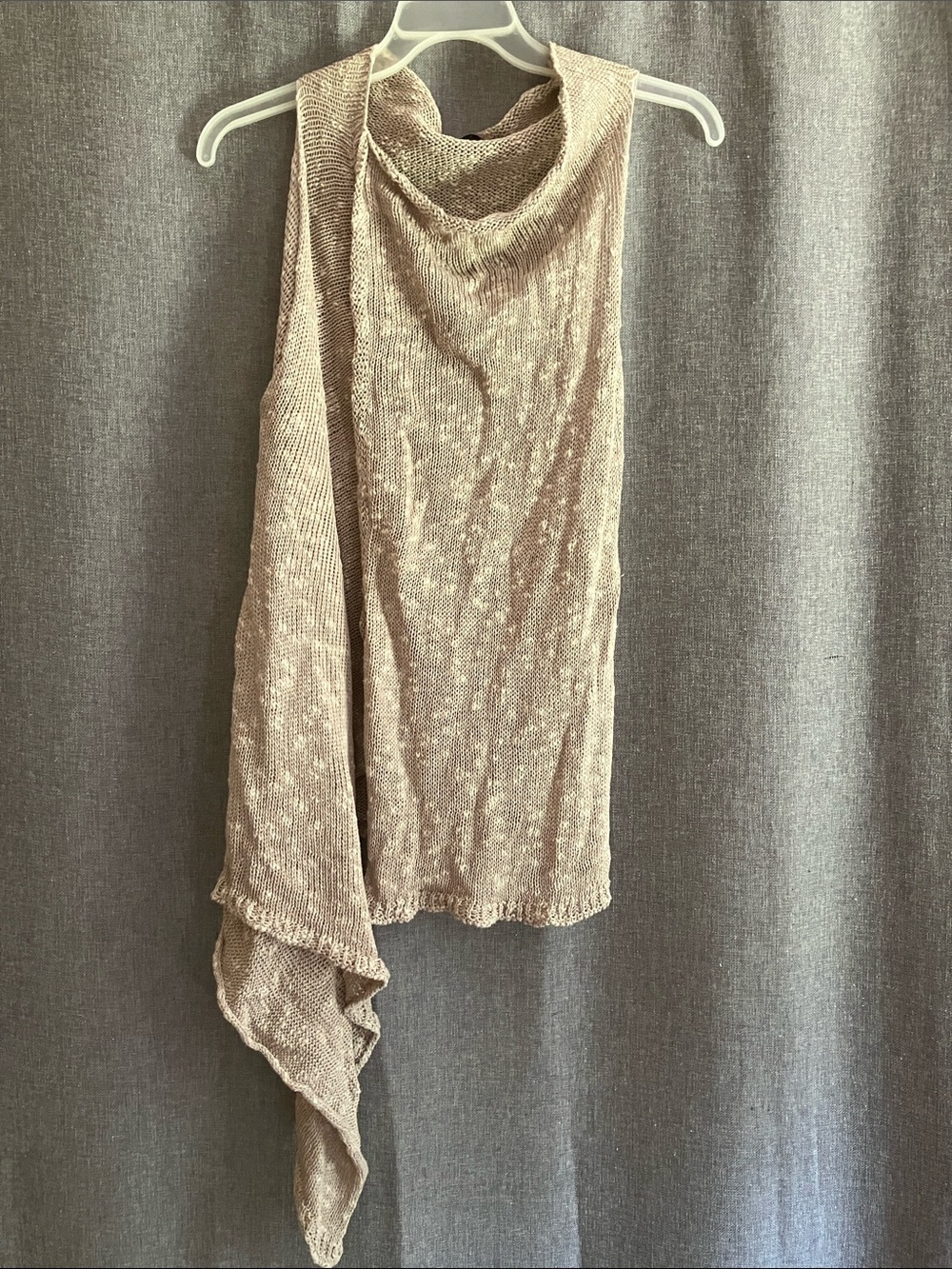 Asymmetrical Sleeveless Georgina Estefania Knit Top in Light Beige